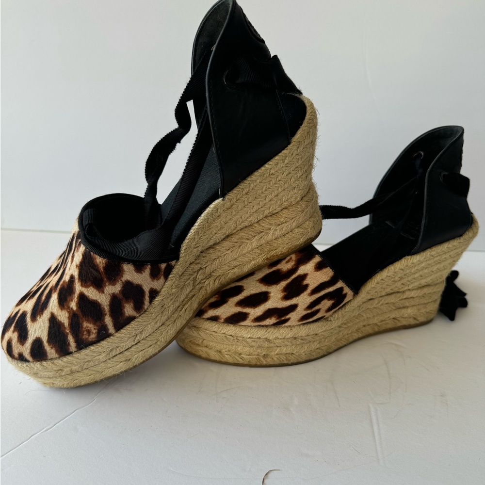 Tory Burch Elisa Leopard Wedge Espadrille 7.5 - Picture 7 of 13